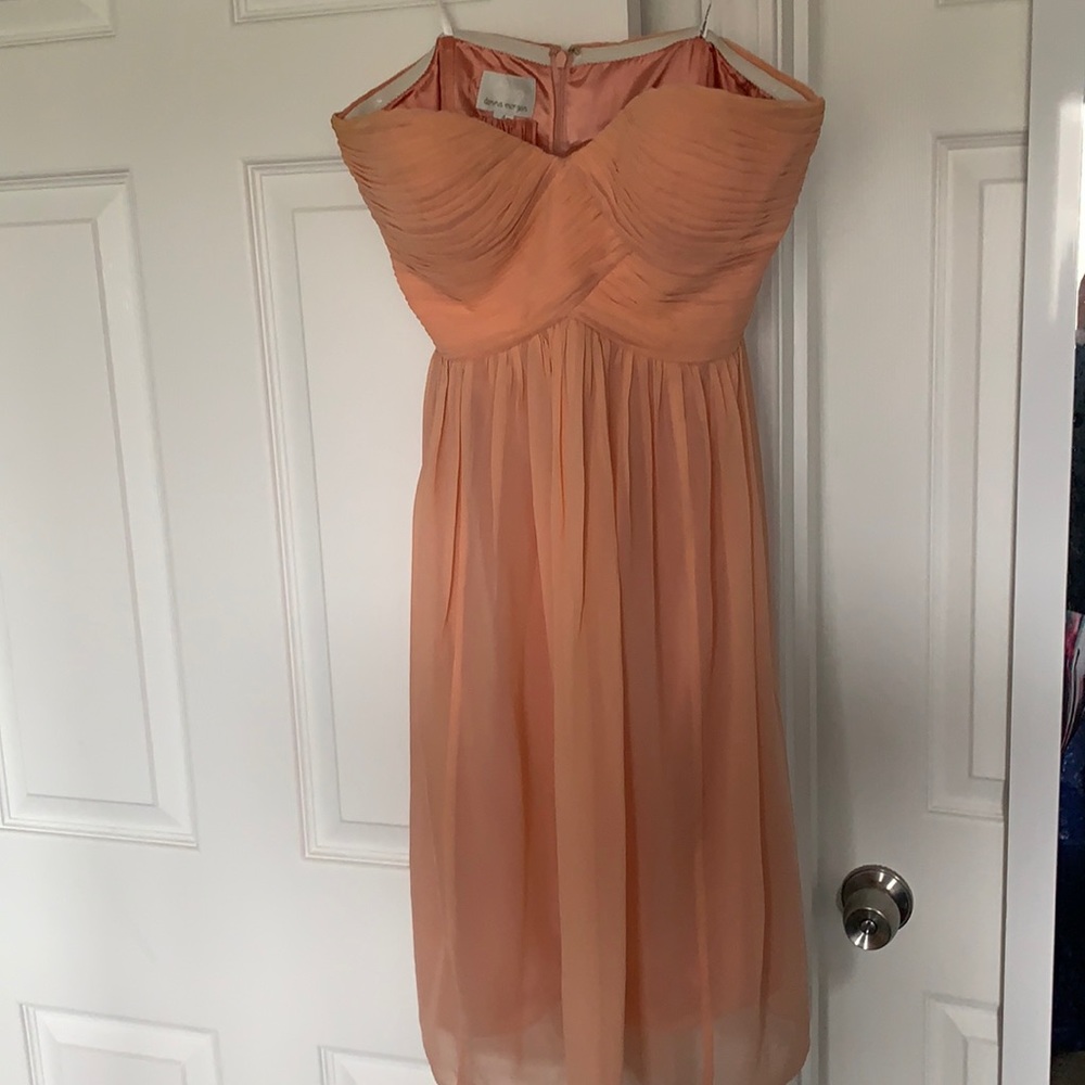 Strapless coral dress